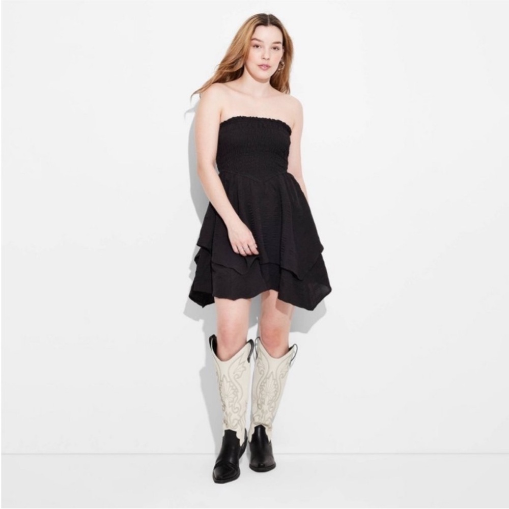 Wild Fable Black Tiered Fit and Flare Dress